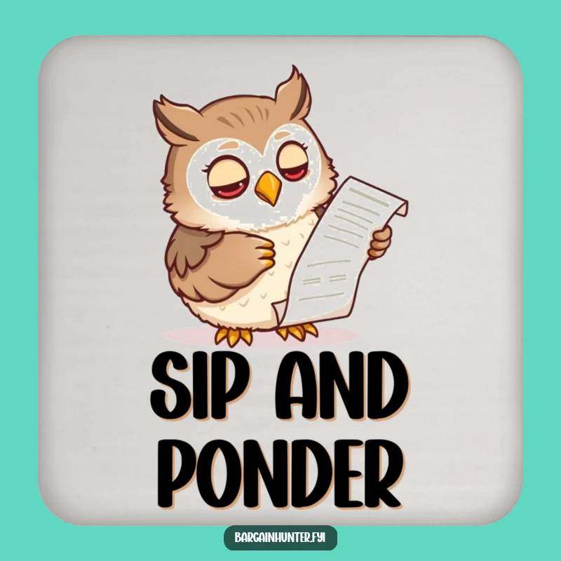 Funny Wise Owl Receipt Coaster Set: Protect Surfaces with Smart Humor