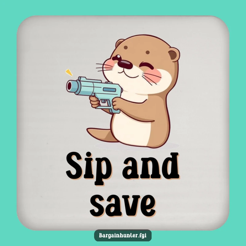 Funny Otter Price Gun Coaster: Giggling Protection, Perfect Funny Gift