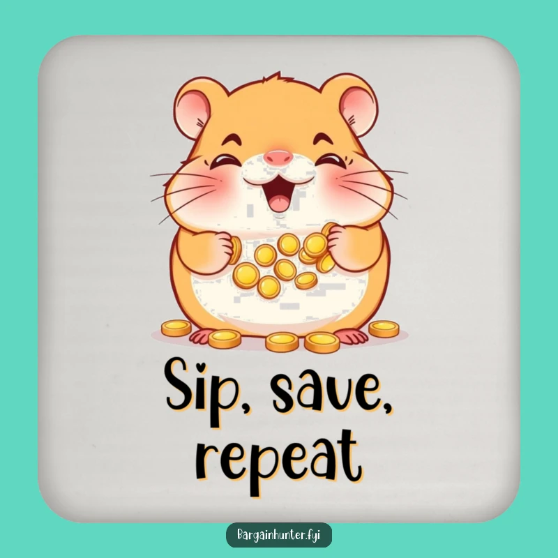 Hamster Gold Coin Coaster: Protect Surfaces with Humor, A Saver's Funny Gift!