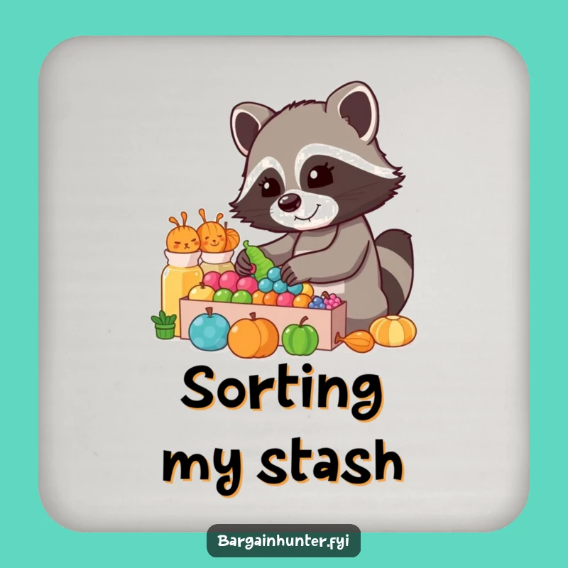 Funny Raccoon Collector Coaster Set: Protect Surfaces with this Hilarious Raccoon