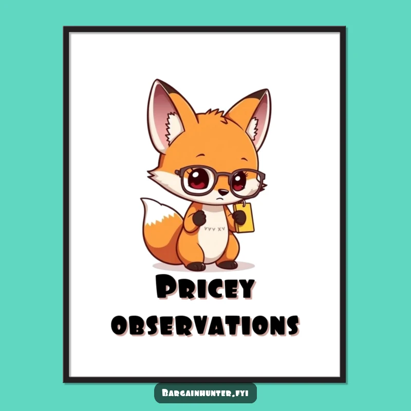 Funny Curious Fox Spectacles Poster - Intelligent & Whimsical Wall Art