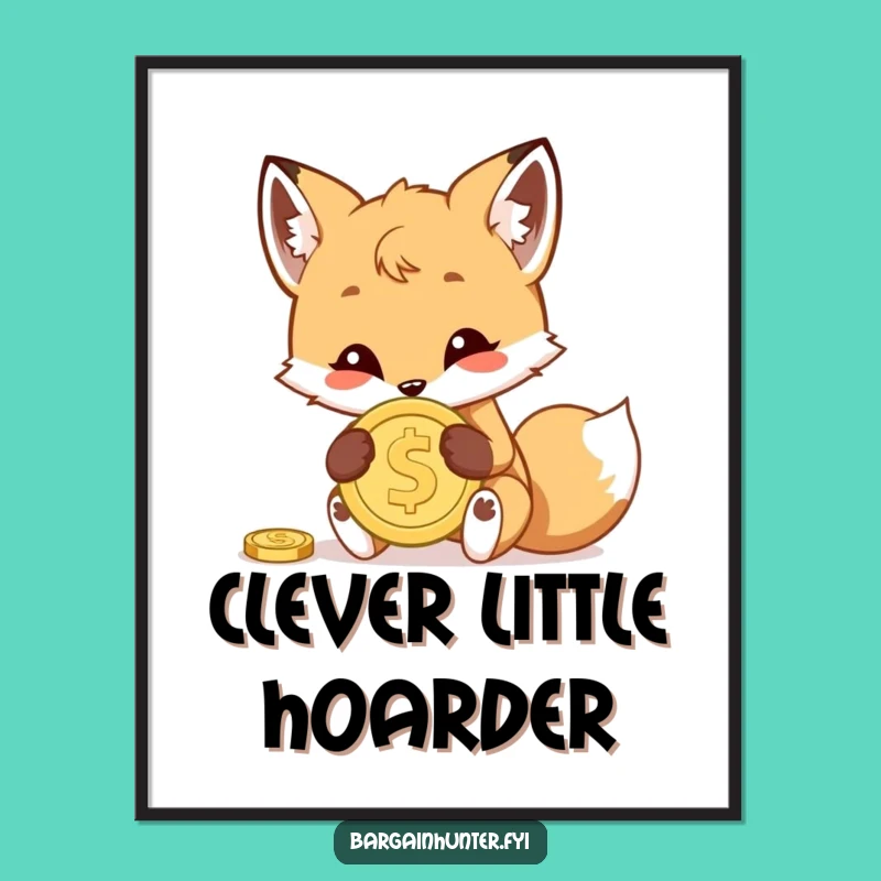 Funny Fox Cub Treasure Poster: Add Mischievous Charm to Your Walls