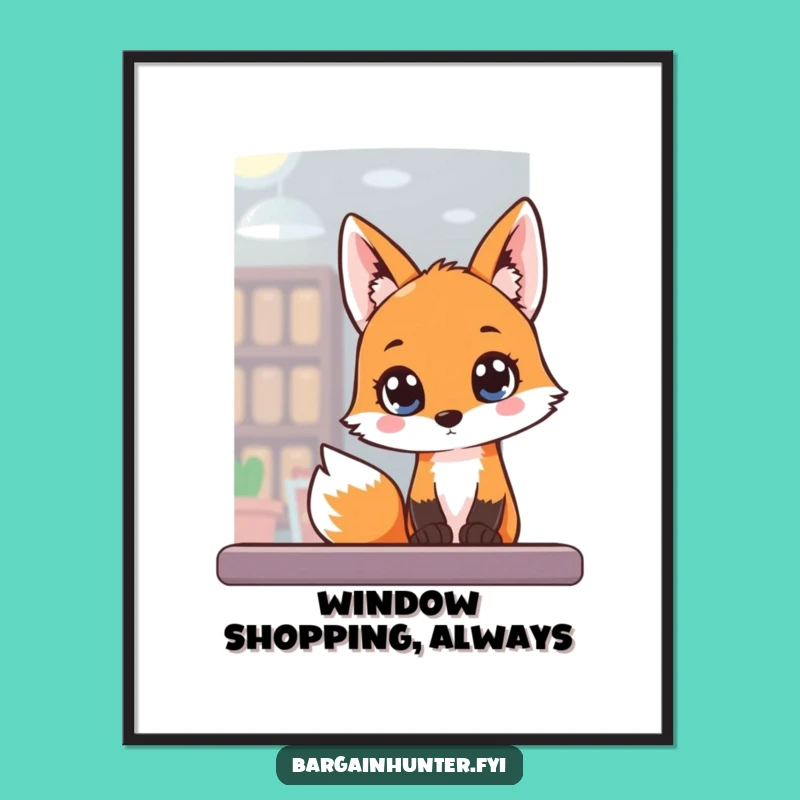 Funny Fox Window Art Print, Charming Funny Gift for Any Room