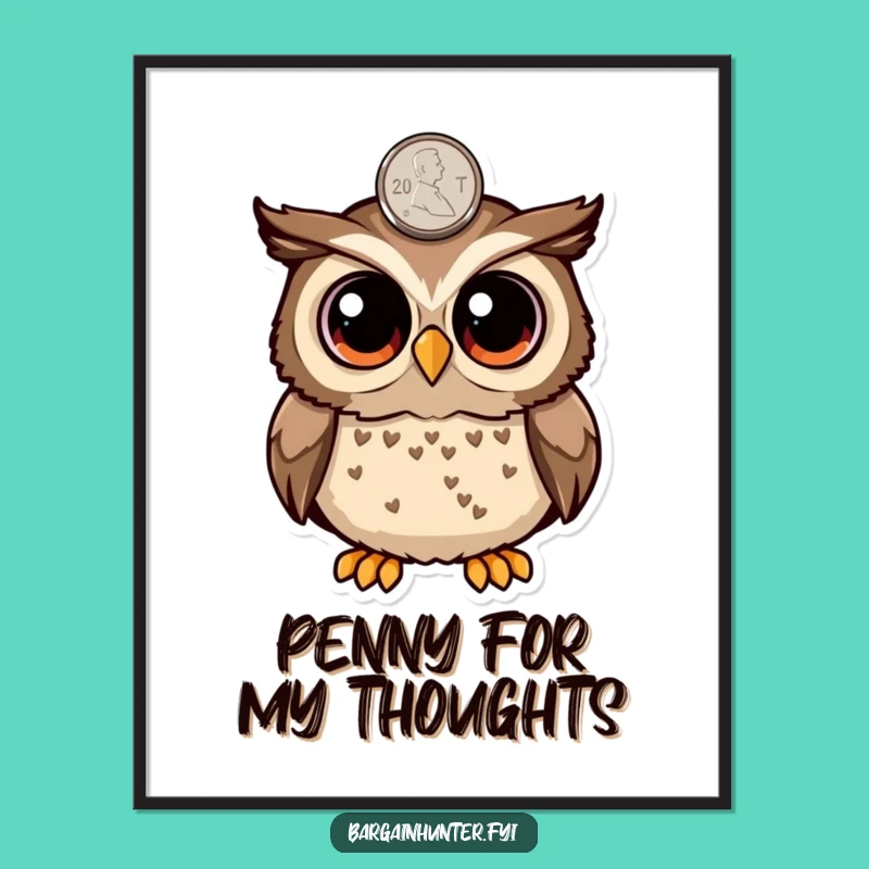 Funny Owl Penny Surprise Poster - Whimsical Wall Art, Great Gift Idea