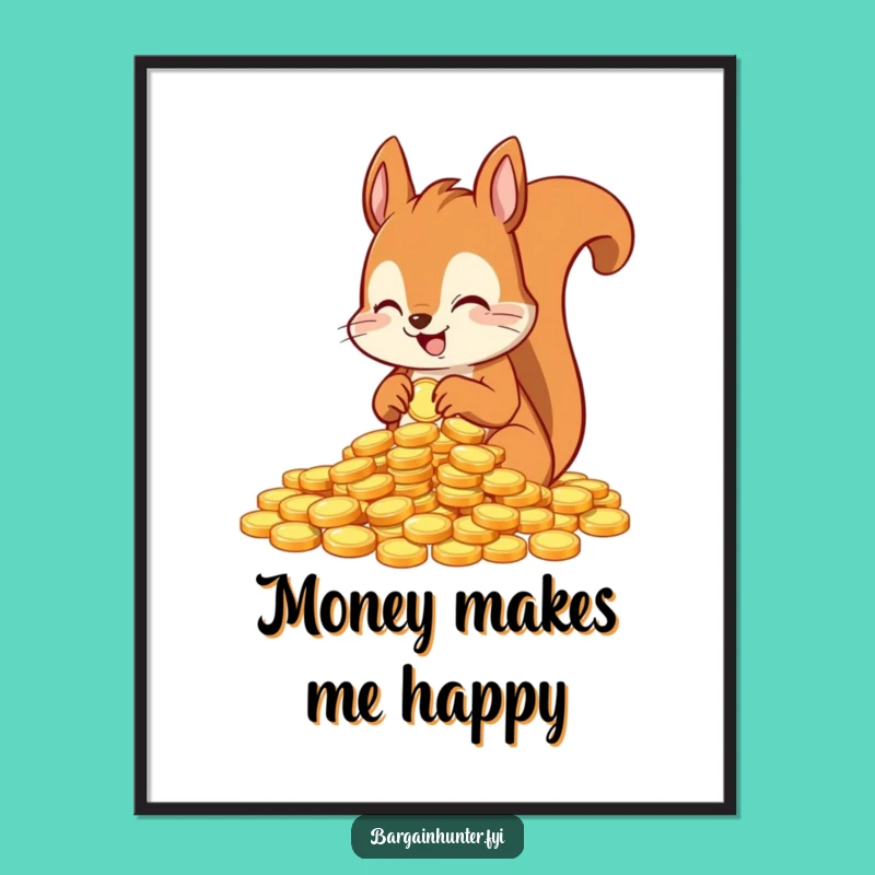 Funny Squirrel Coin Poster - Hilarious Wall Art for the Rich and Famous