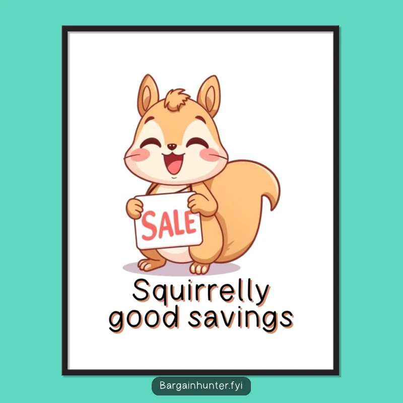 Funny Squirrel Sale Tag Poster: Decorate Your Space with Shopping Joy