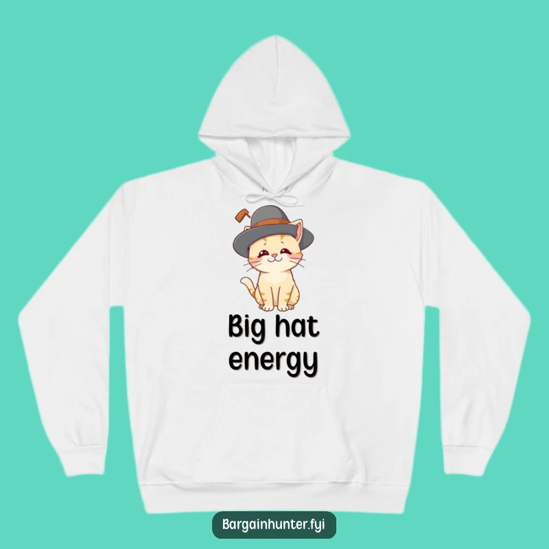 Cozy Funny Cat Hat Hoodie: Playful Kitty Amused in Big Hat Comfort