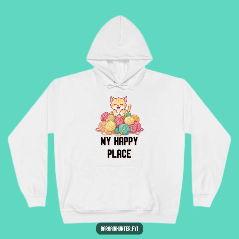 Funny Kitten Yarn Hoodie - Cozy Humorous Gift for Cat and Craft Fans