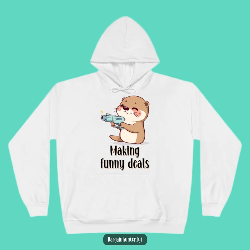 Funny Otter Price Gun Hoodie: Giggling Comfort, Perfect Funny Gift for Shoppers