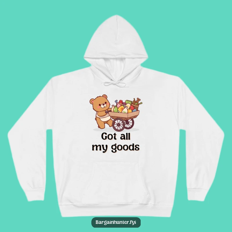 Funny Bear Hoodie: Overflowing Cart - Cozy & Humorous Gift