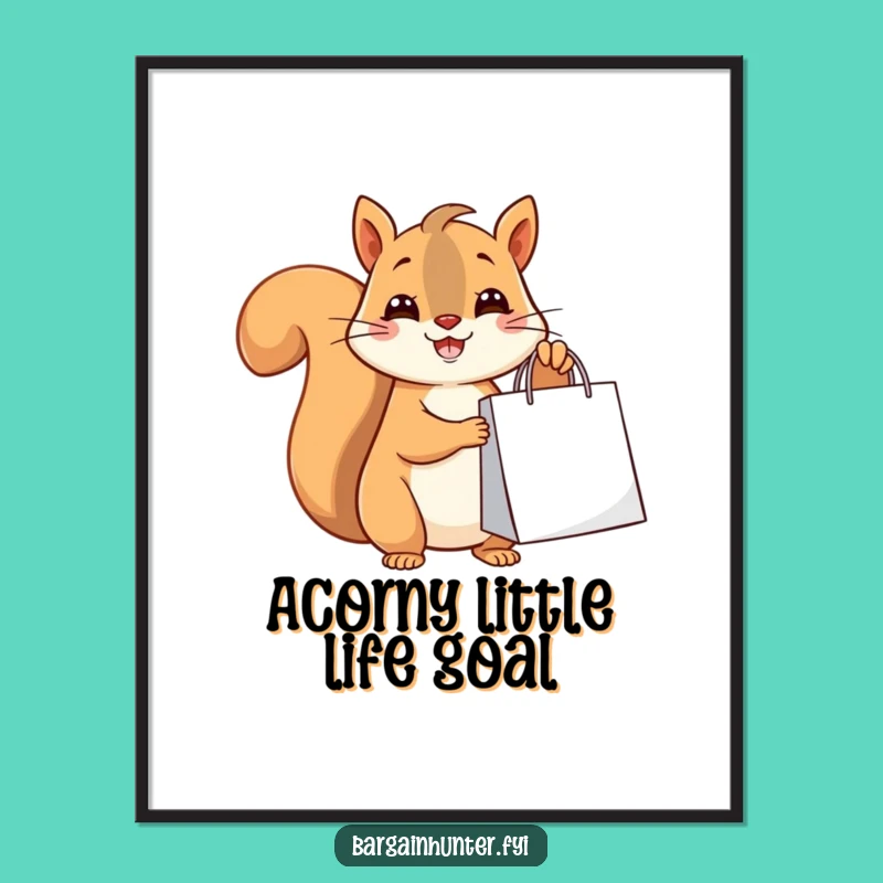 Funny Squirrel Shopping Free Printable Wall Art - Cute Decor Download