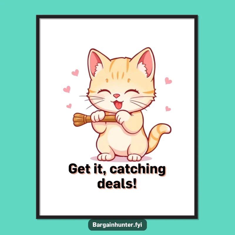 Funny Free Printable Wall Art: Kitten Discount Hunter, Downloadable Playful Decor Gift!