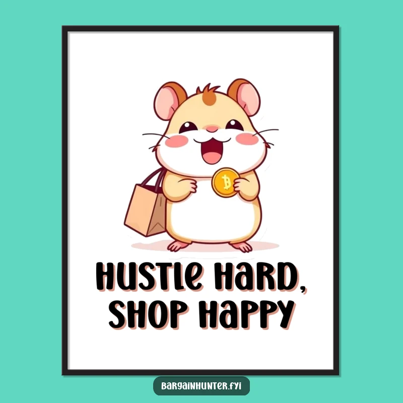 Free Printable Wall Art: Excited Hamster's Fortune - Whimsical Downloadable Decor