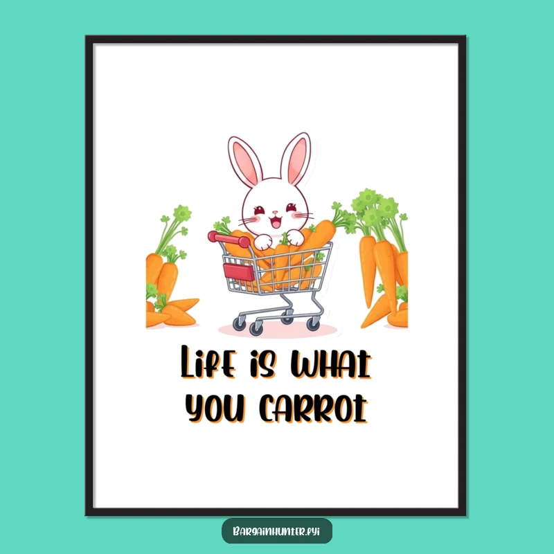 Free Printable Wall Art: Cheerful Carrot Rabbit - Funny Downloadable Decor for Any Room