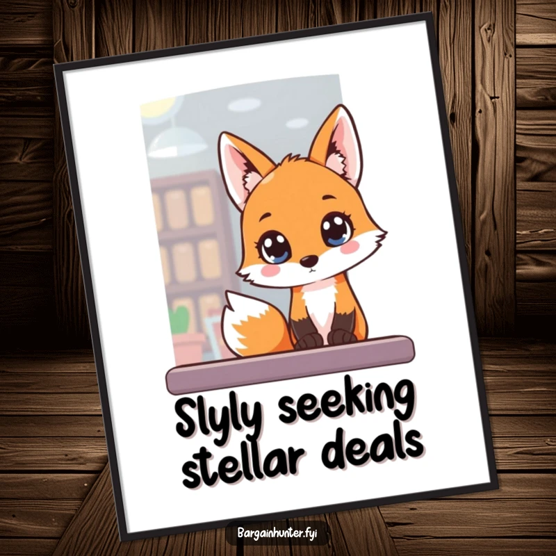 Funny Free Printable Wall Art: A fox gazes into a store window with wide, eager eyes full of desire.