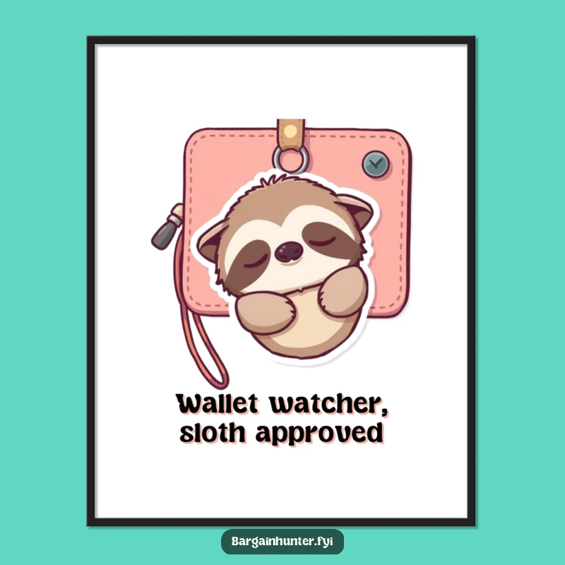 Free Printable Wall Art: Sleepy Sloth Wallet - Relaxed Downloadable Decor