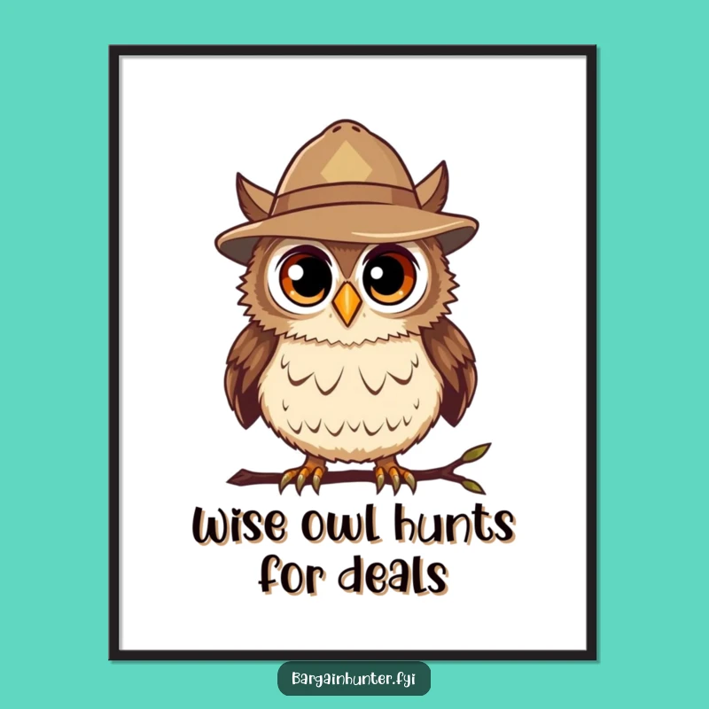 Funny Free Printable Wall Art: Bargain Hunter Owl, Downloadable Quirky Decor Gift!