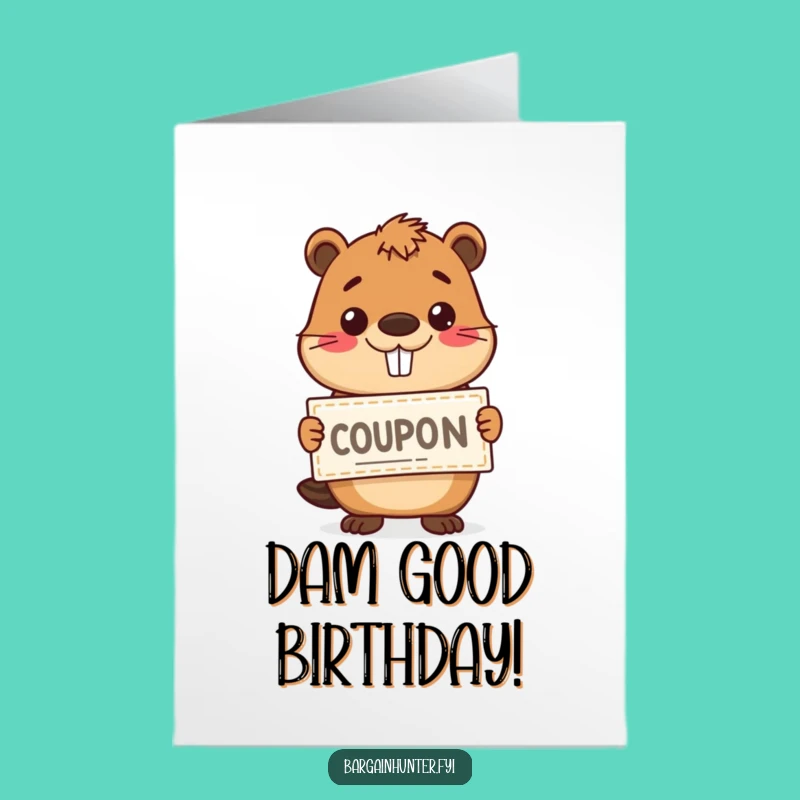Free Printable Beaver Birthday Card: Coupon Grin Downloadable Funny Gift
