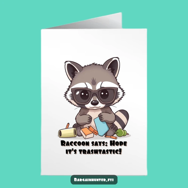Free Printable Birthday Card: Funny Raccoon Sifting Oops - Downloadable DIY Gift
