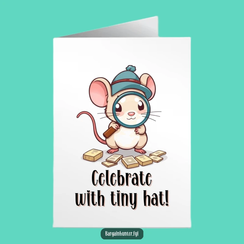 Free Printable Birthday Card: Mouse Deal Hunter, Funny Downloadable Gift for Savers