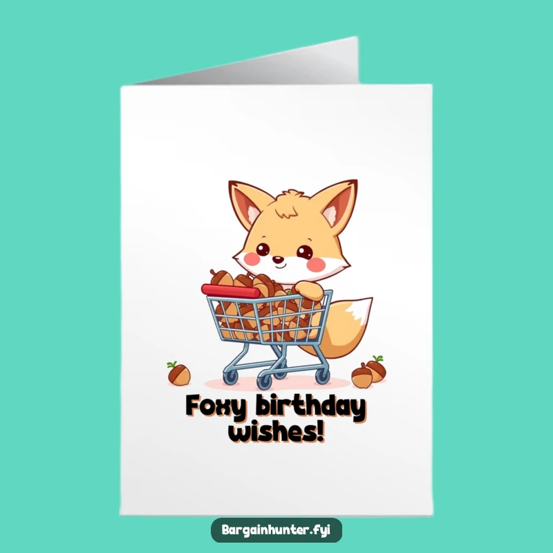 Free Printable Happy Fox Birthday Card: Funny Acorn Haul Downloadable Gift for Nature Lovers