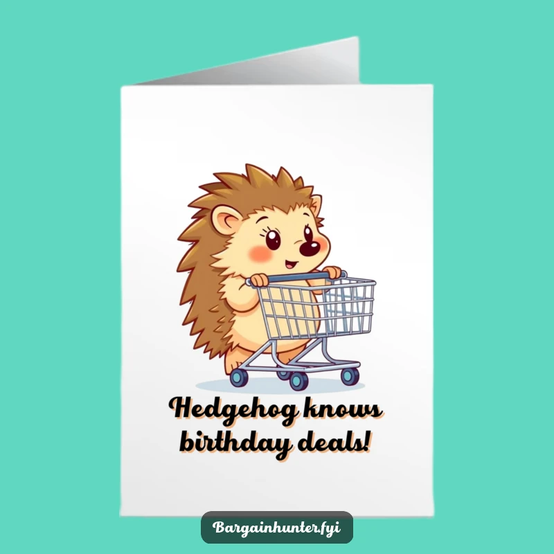 Free Printable Birthday Card: Funny Hedgehog Shopping Cart, Hilarious Downloadable Gift