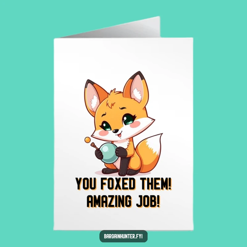 Congrats Card: Free Printable Fox Shiny Find! Downloadable Success Gift