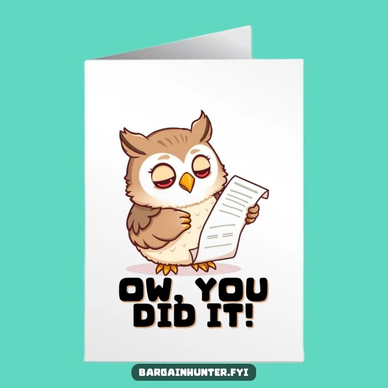 Free Printable Congratulations Card: Owl Reviews Receipt, Funny Downloadable Gift