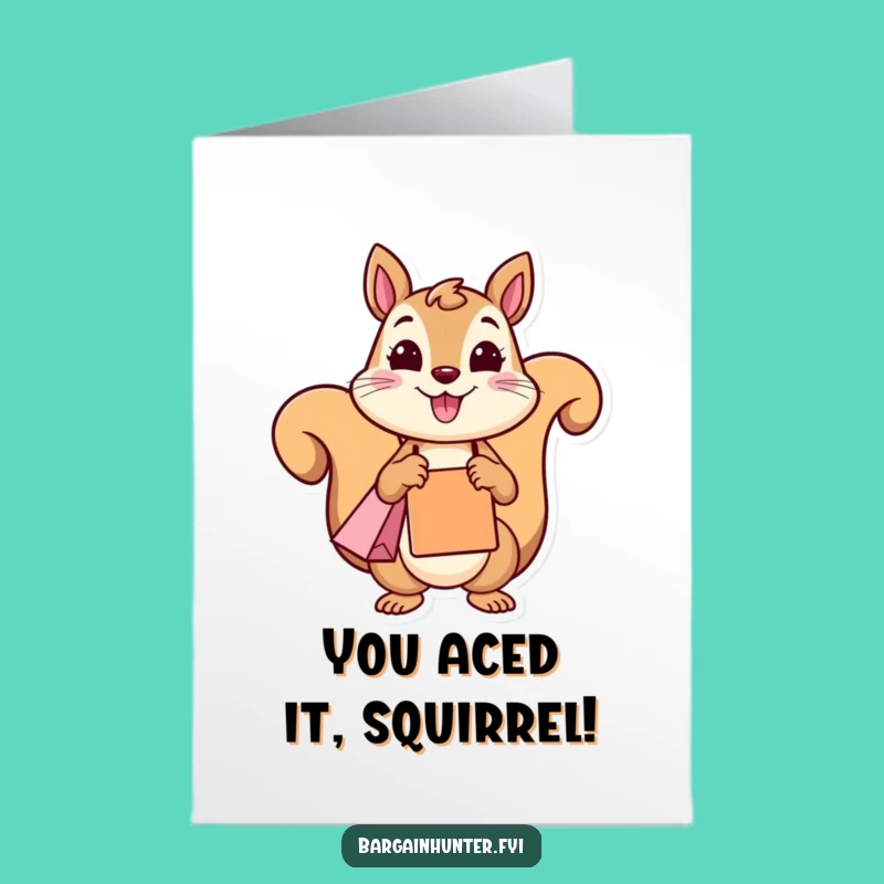 Free Printable Squirrel Congratulations Card: Funny Shopper for a Joyful Downloadable Gift