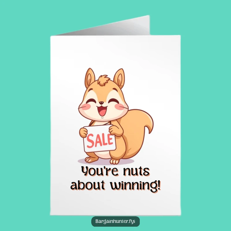 Free Printable Squirrel Congratulations Card: Sale Tag Joy Downloadable Gift