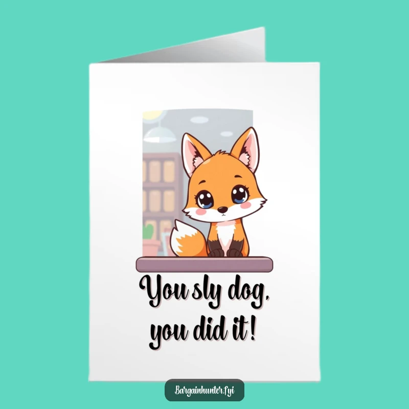 Free Printable Congrats Card: Eager Fox Window Shopper, Hilarious Downloadable Gift