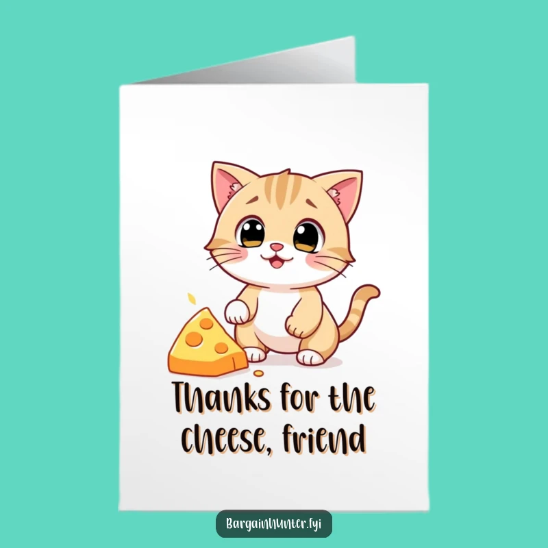 Free Printable Thank You Card - Funny Cat Cheese Design, Downloadable Gift