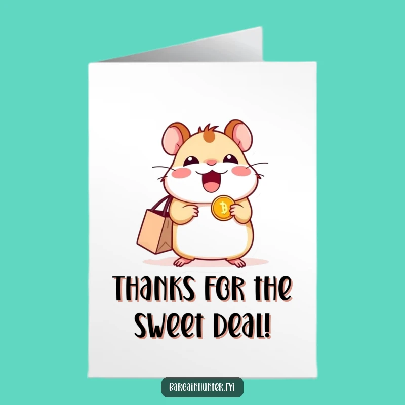 Free Printable Thank You Card: Hamster's Grateful Coin - Print at Home