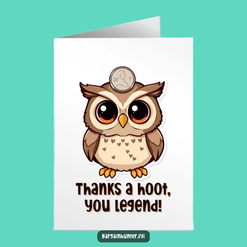 Free Printable Thank You Card: Surprised Owl Spots Penny! So Grateful