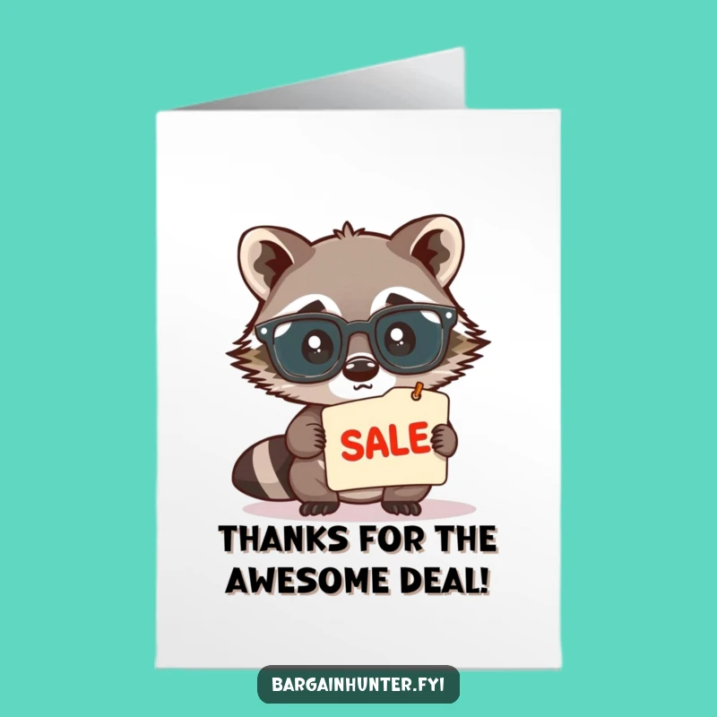 Free Printable Thank You Raccoon Card: Funny Downloadable Gift for Smart Gratitude