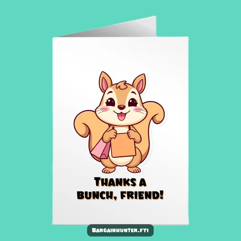Free Printable Squirrel Thank You Card: Funny Shopper for a Grateful Downloadable Gift