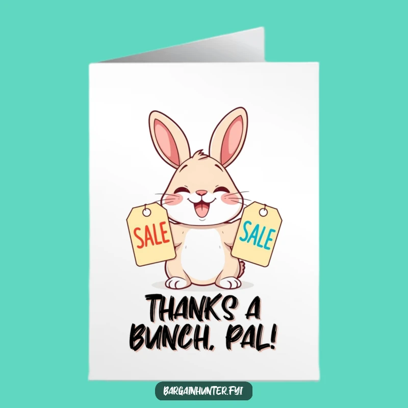 Free Printable Thank You Card: Rabbit Bargain Hunter, Funny Downloadable Gift Idea