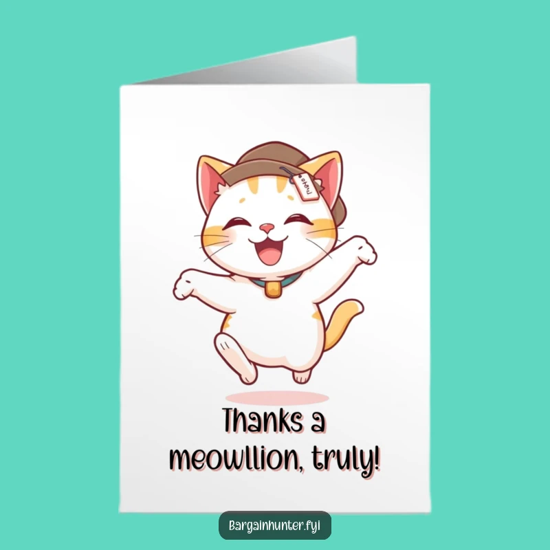 Free Printable Thank You Card: Price Tag Cat Leap, Funny Downloadable Gratitude Express