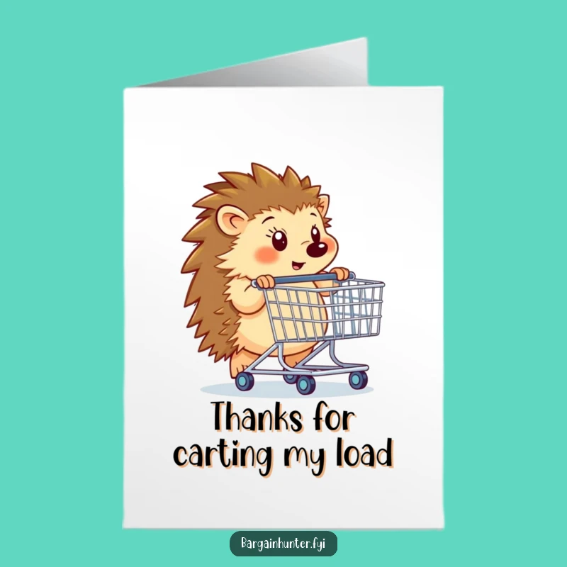 Free Printable Thank You Card: Funny Hedgehog Cart, Humorous Downloadable Gift