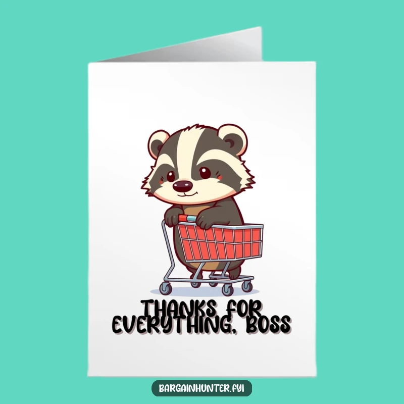 Funny Free Printable Thank You Card: Badger Shopping Trolley - DIY Gratitude