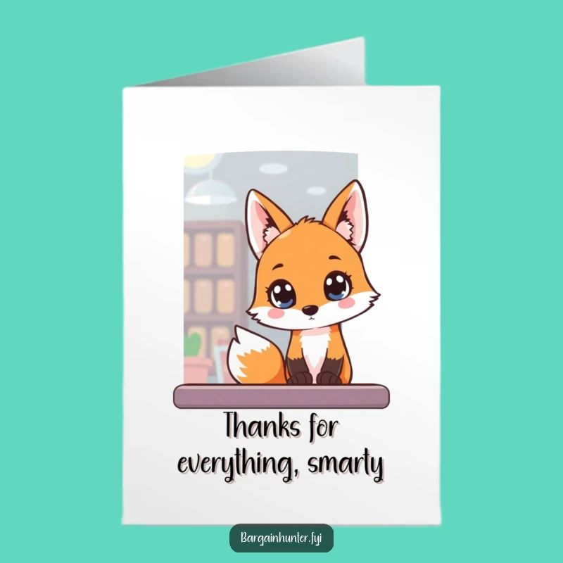 Free Printable Thank You Card: Fox Eager Shopper, Funny Downloadable Gift Idea