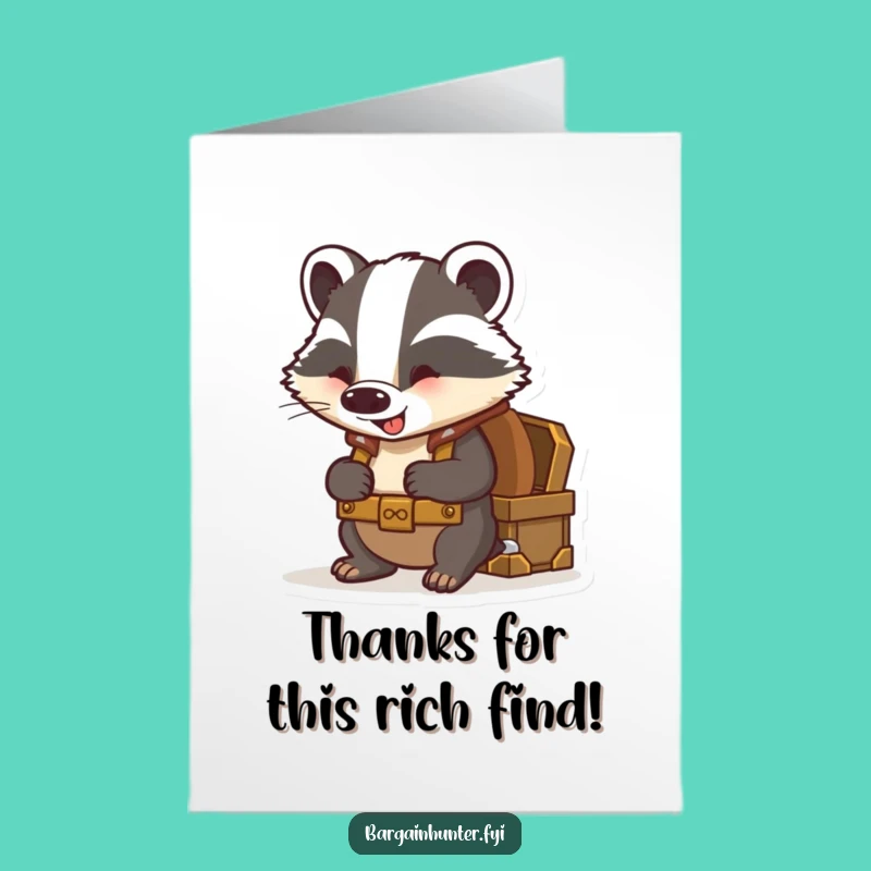 Free Printable Badger Treasure Card - Funny Thanks Downloadable Gift for Explorers!