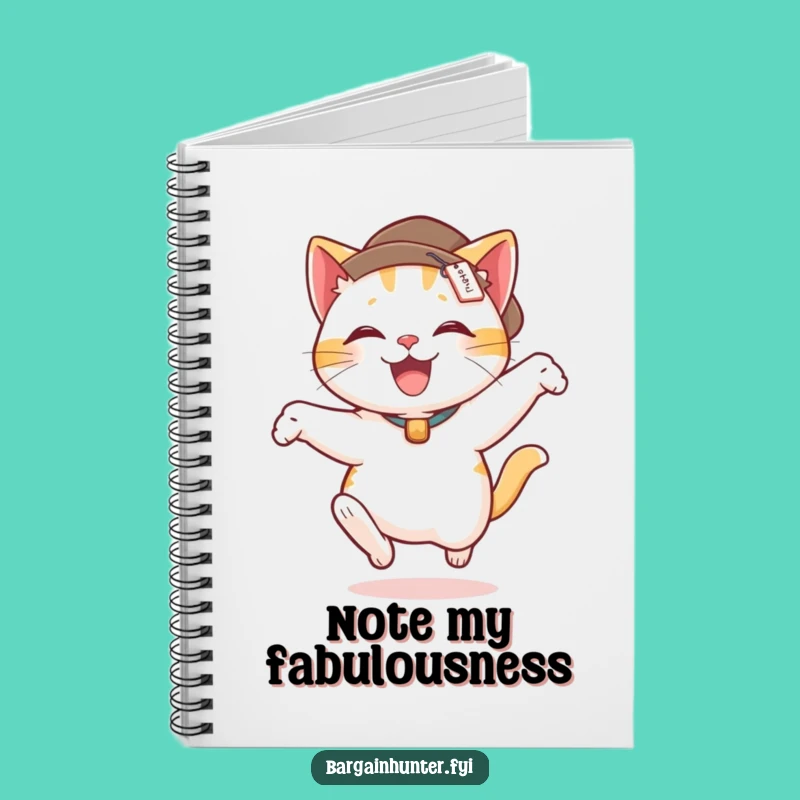 Funny Cat Leap Notebook: Delighted Feline in Hat with Price Tag - Jot Ideas