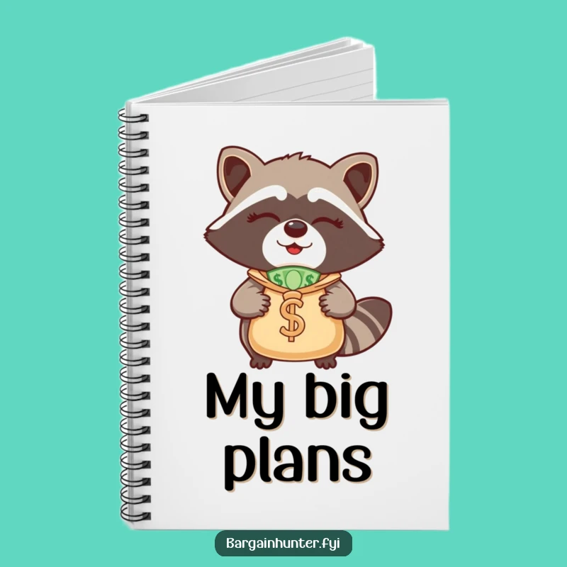Funny Winking Raccoon Money Bag Notebook: Jot Down Your Funny Ideas & Plans!