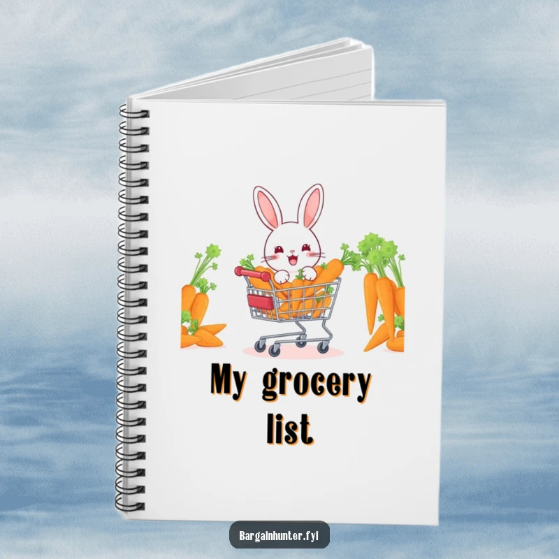 Funny rabbit with a cart full of carrots, inspiring garden notes and recipe ideas.