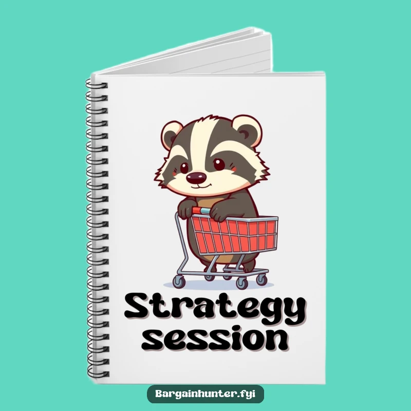 Funny Determined Badger Shopping Trolley Notebook: Plan Your Victories with Humor!