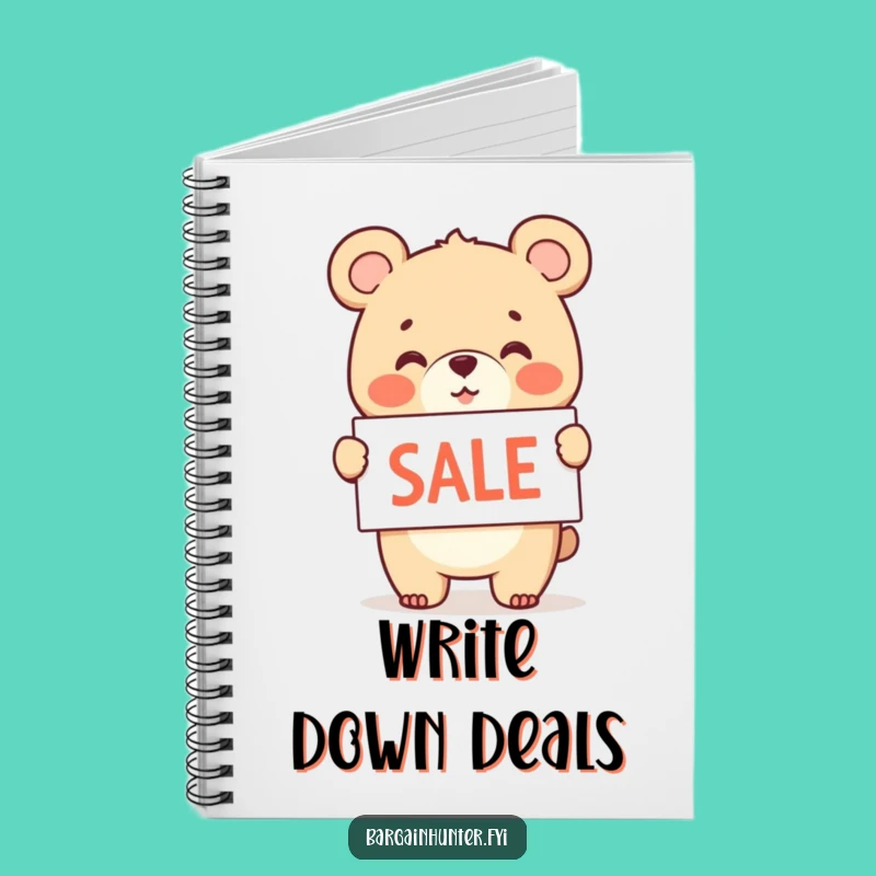 Funny Bear Cub Sale Notebook: Cheerful Waving Sign - Jot Down Deals