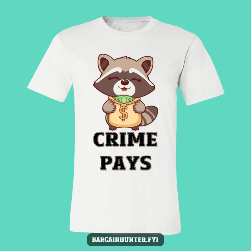 Funny Winking Raccoon Money Bag T-Shirt: Express Your Inner Hustler with Humor!
