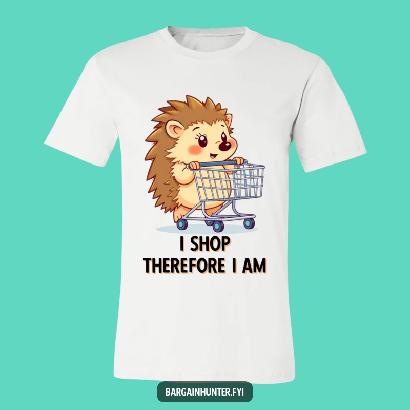 Funny Hedgehog Shopping Cart T-Shirt - Hilarious Retail Therapy Tee Funny Gift!