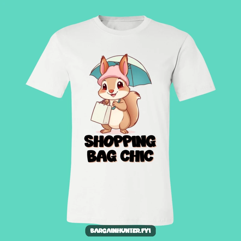 Funny Squirrel Shopping Bag Hat T-Shirt, Comical Animal Tee, Perfect Gift